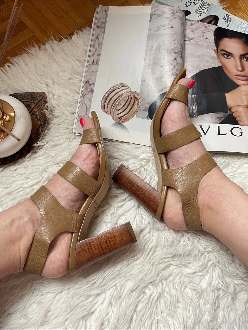 kate spade IBARRA Leather Buckle Strap Heels Women's Leather Block Heel Sandals